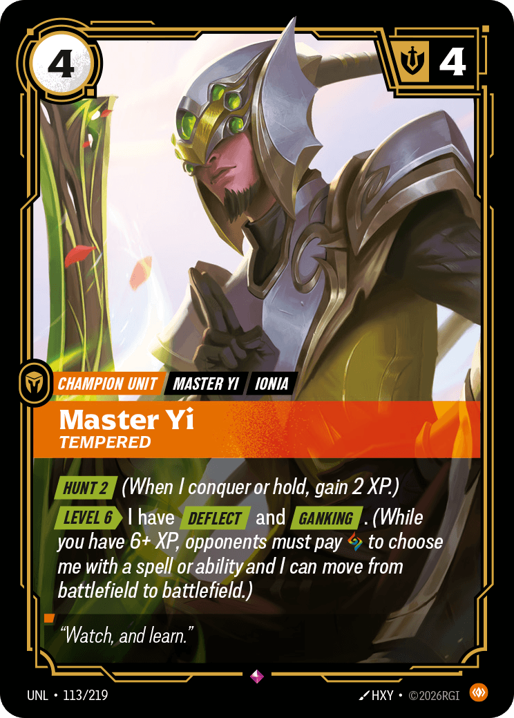 Master Yi, Tempered